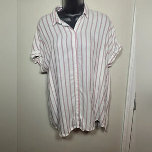 beachlunchlounge Striped Button Front Shirt sz M